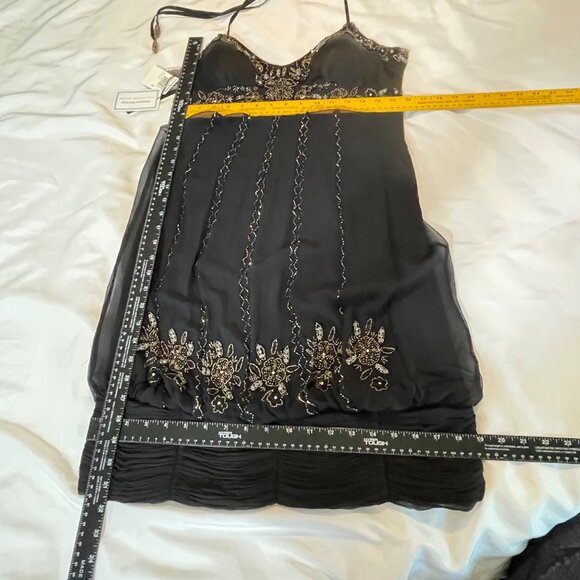 Adrianna Papell Black Beaded Halter Dress Size 12 Tags attached - Picture 7 of 15